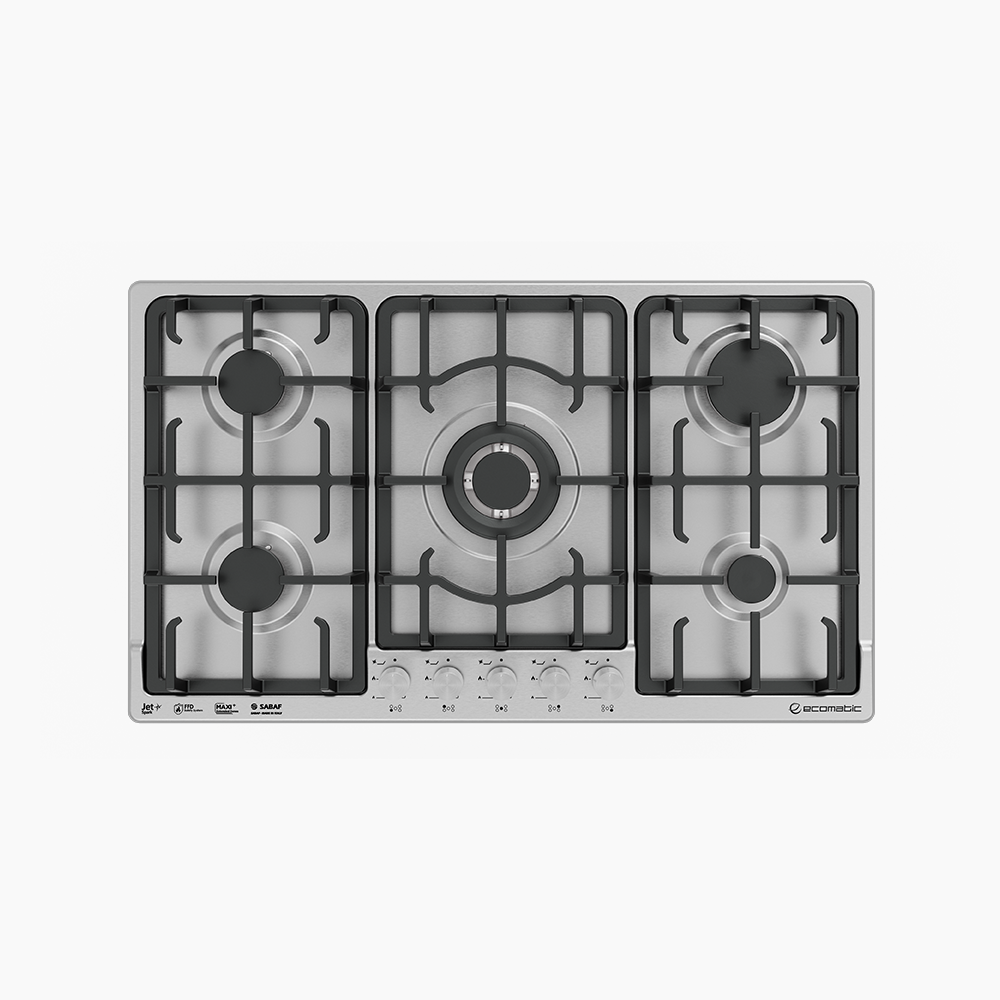 مسطح بلت إن غاز 90 سم ستانلس ستيل | 5 شعلات - S933C