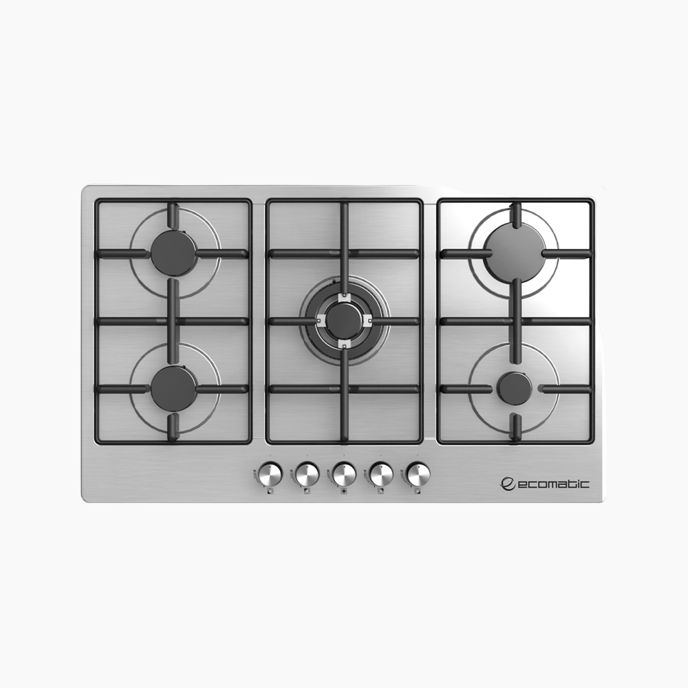 مسطح بلت إن غاز 90 سم ستانلس ستيل مات | 5 شعلات - S9003M