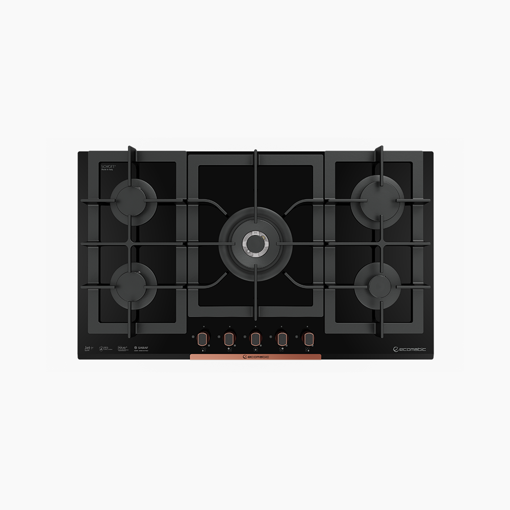 مسطح بلت إن غاز 92 سم كريستال أسود XL – إيكوماتك | 5 شعلات - S937XLC