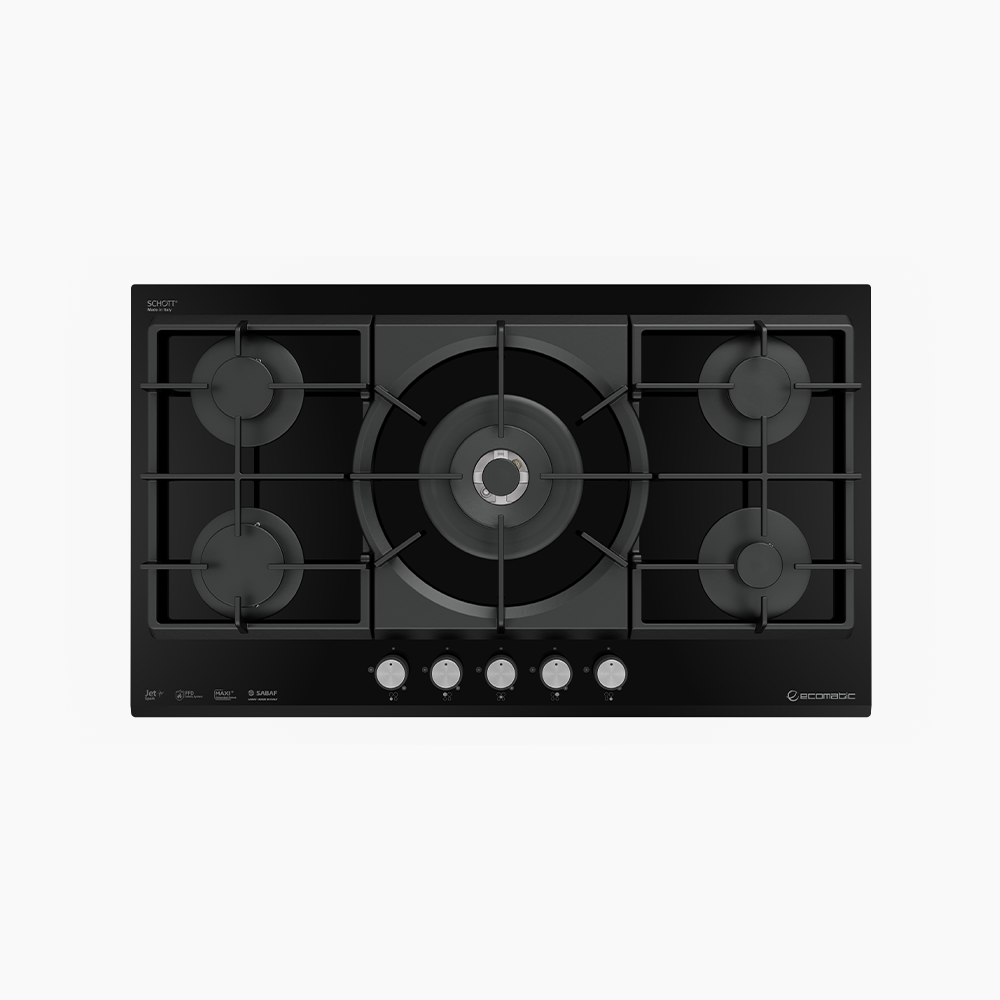 مسطح بلت إن غاز 92 سم كريستال أسود XL – إيكوماتك | 5 شعلات - S987XLC