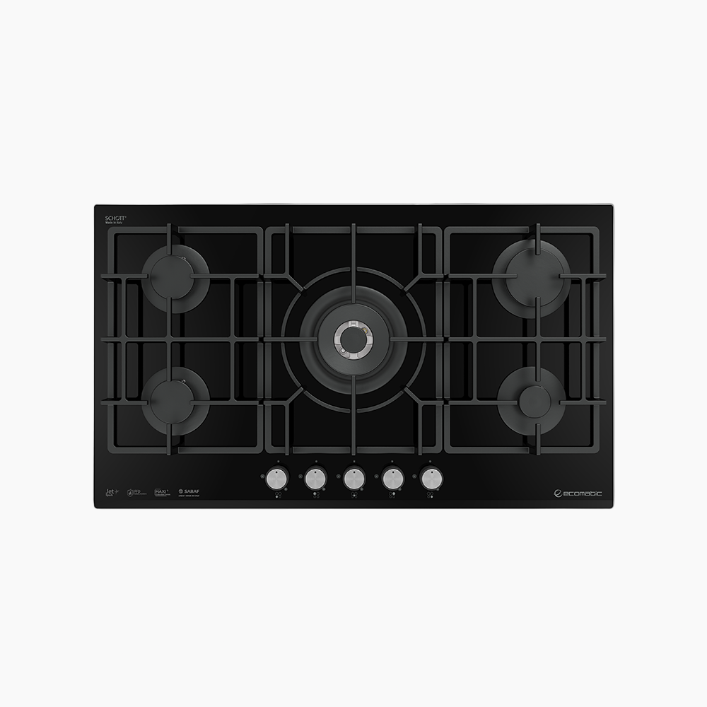 مسطح بلت إن غاز 92 سم كريستال أسود XL – إيكوماتك | 5 شعلات - S997XLC