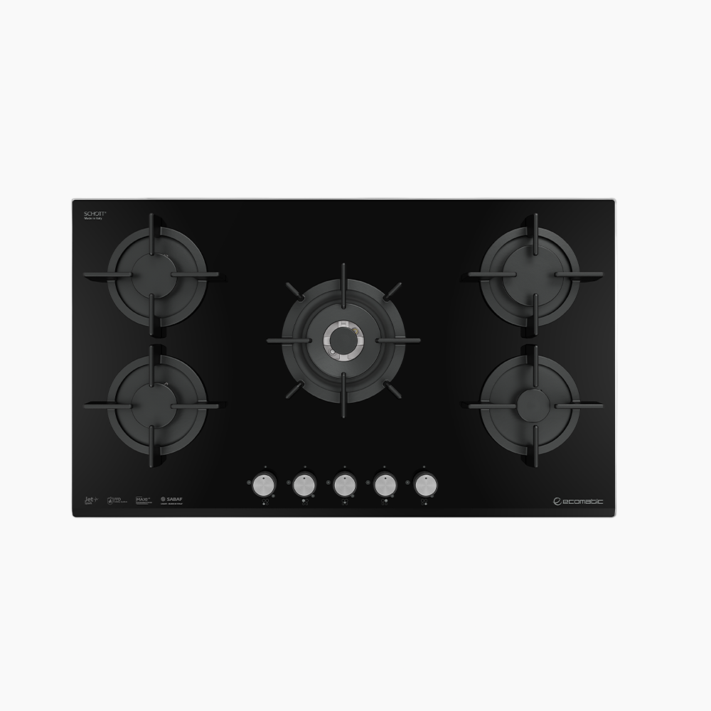 مسطح بلت إن غاز 92 سم كريستال أسود XL – إيكوماتك | 5 شعلات - S947XLRC