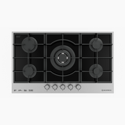 مسطح بلت إن غاز 90 سم كريستال أسود بإطار استانلس ستيل – إيكوماتك | 5 شعلات EDGE - S927IQC