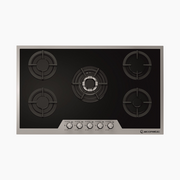 مسطح بلت إن غاز 90 سم كريستال أسود بإطار استانلس ستيل – إيكوماتك | 5 شعلات - S907IGC