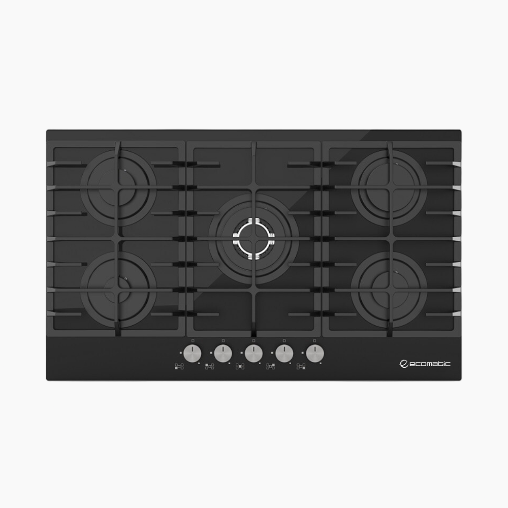 مسطح بلت إن غاز 90 سم كريستال أسود – إيكوماتك | 5 شعلات - S907QX