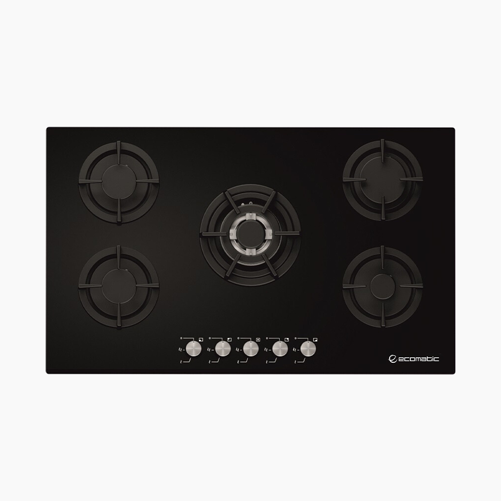 مسطح بلت إن غاز 90 سم كريستال أسود – إيكوماتك | 5 شعلات - S907ALC