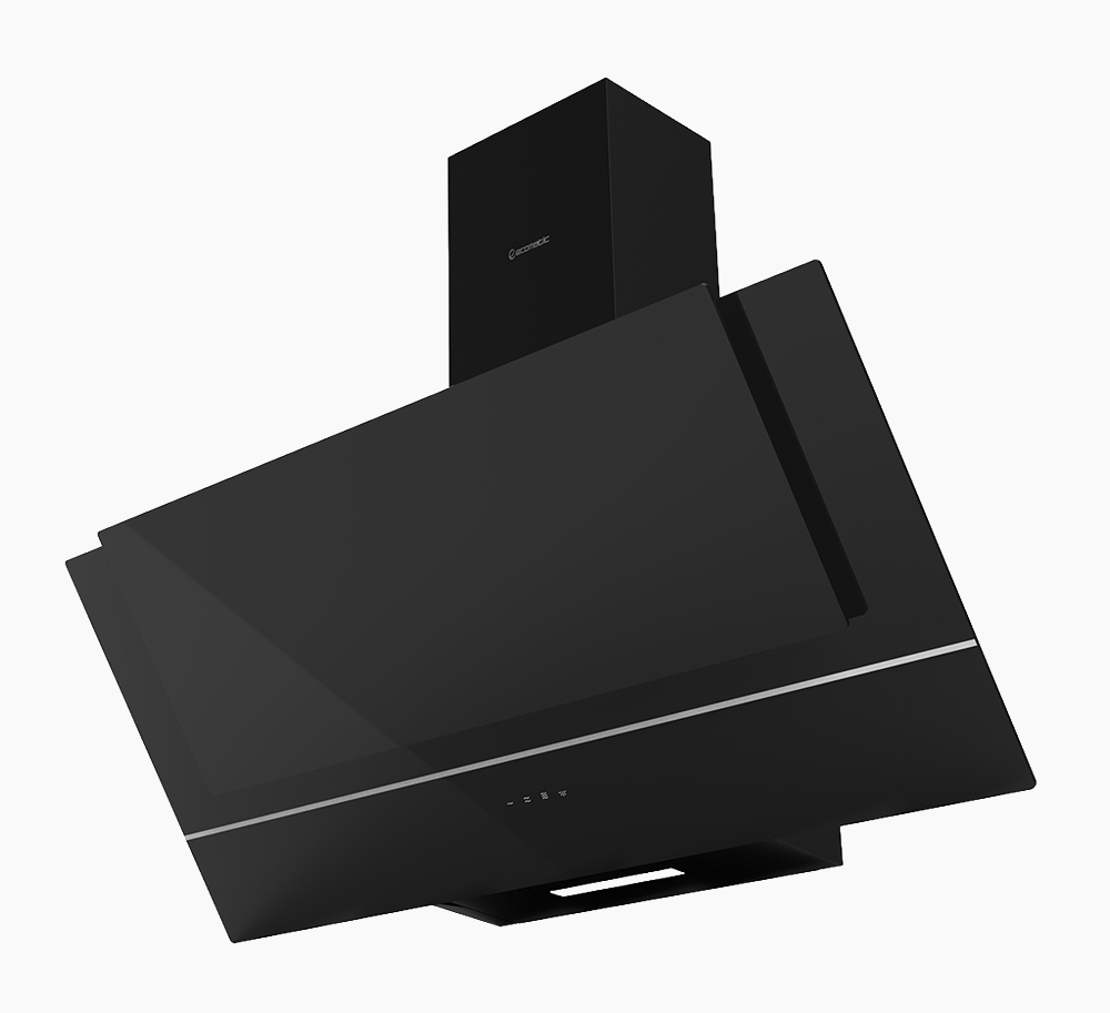 شفاط إيكوماتك ديكوري مائل 90 سم – كريستال أسود | ديجيتال تاتش وتحكم بالريموت - H9106ZTS