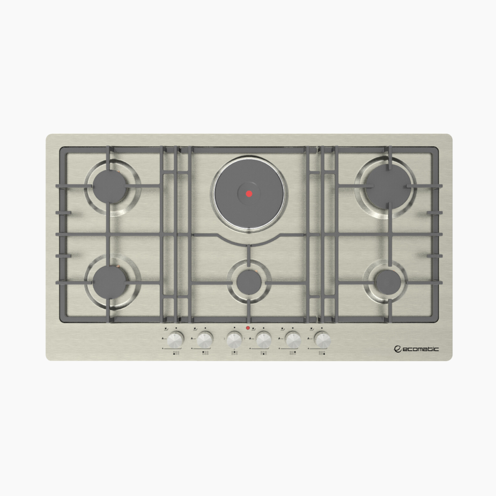 مسطح بلت إن غاز 92 سم ستانلس ستيل مع عين كهرباء | 6 شعلات XL - S963XLE