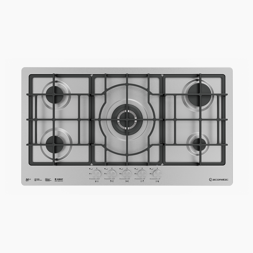 مسطح بلت إن غاز 92 سم ستانلس ستيل | 5 شعلات XL - S963XLC