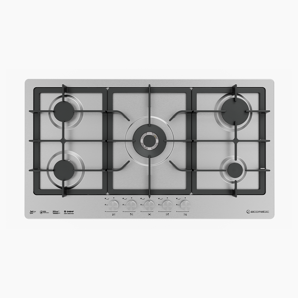 مسطح بلت إن غاز 92 سم ستانلس ستيل | 5 شعلات XL - S953XLC