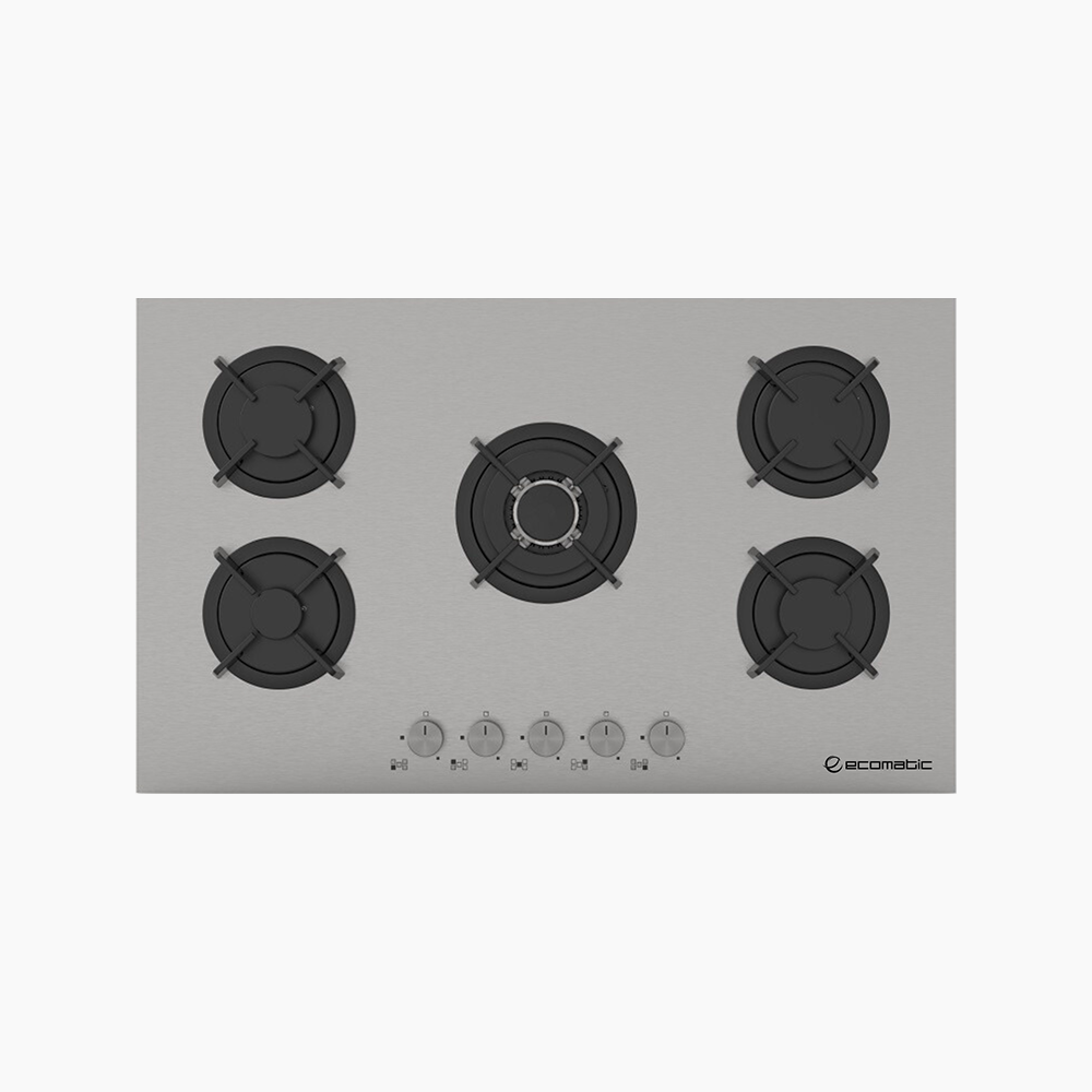 مسطح بلت إن غاز 90 سم زجاج مطفي بالكامل ستانلس فلات | 5 شعلات - S903RC