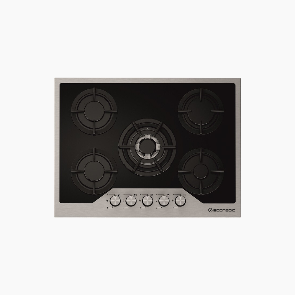 مسطح غاز بلت إن 70 سم – كريستال أسود × ستانلس ستيل – S707IGC