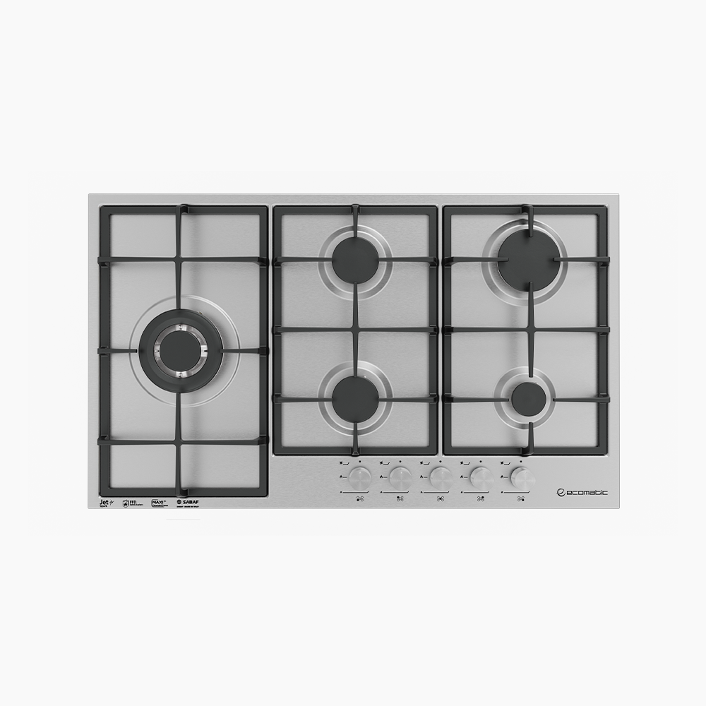 مسطح بلت إن غاز 90 سم ستانلس ستيل SLIM – | 5 شعلات - S913C