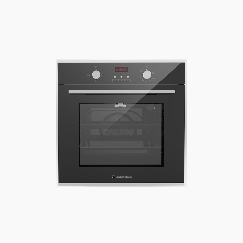 فرن بلت إن غاز 60 سم كريستال أسود + استانلس ديجيتال – إيكوماتك | شواية غاز - G6444GTDX