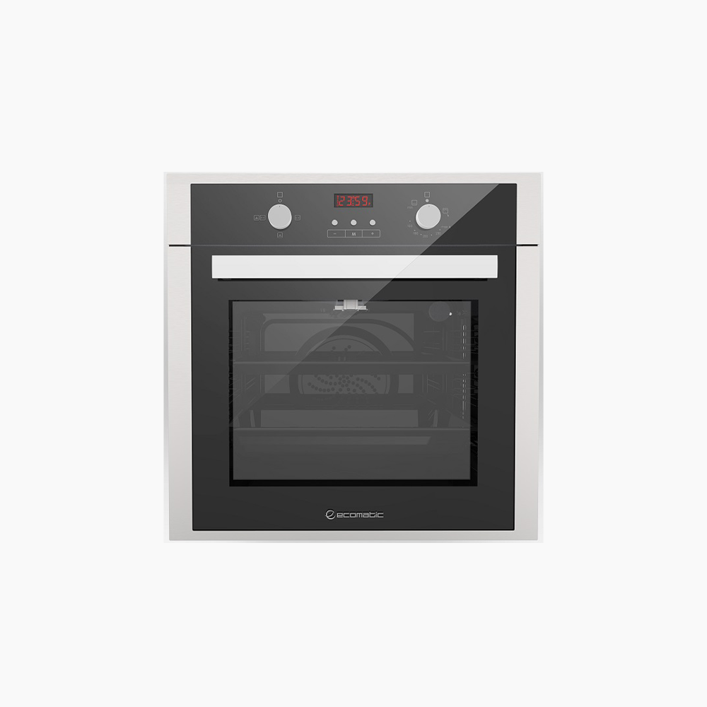 فرن بلت إن غاز 60 سم كريستال أسود بفريم استانلس ديجيتال – إيكوماتك | شواية غاز - G6434TDX