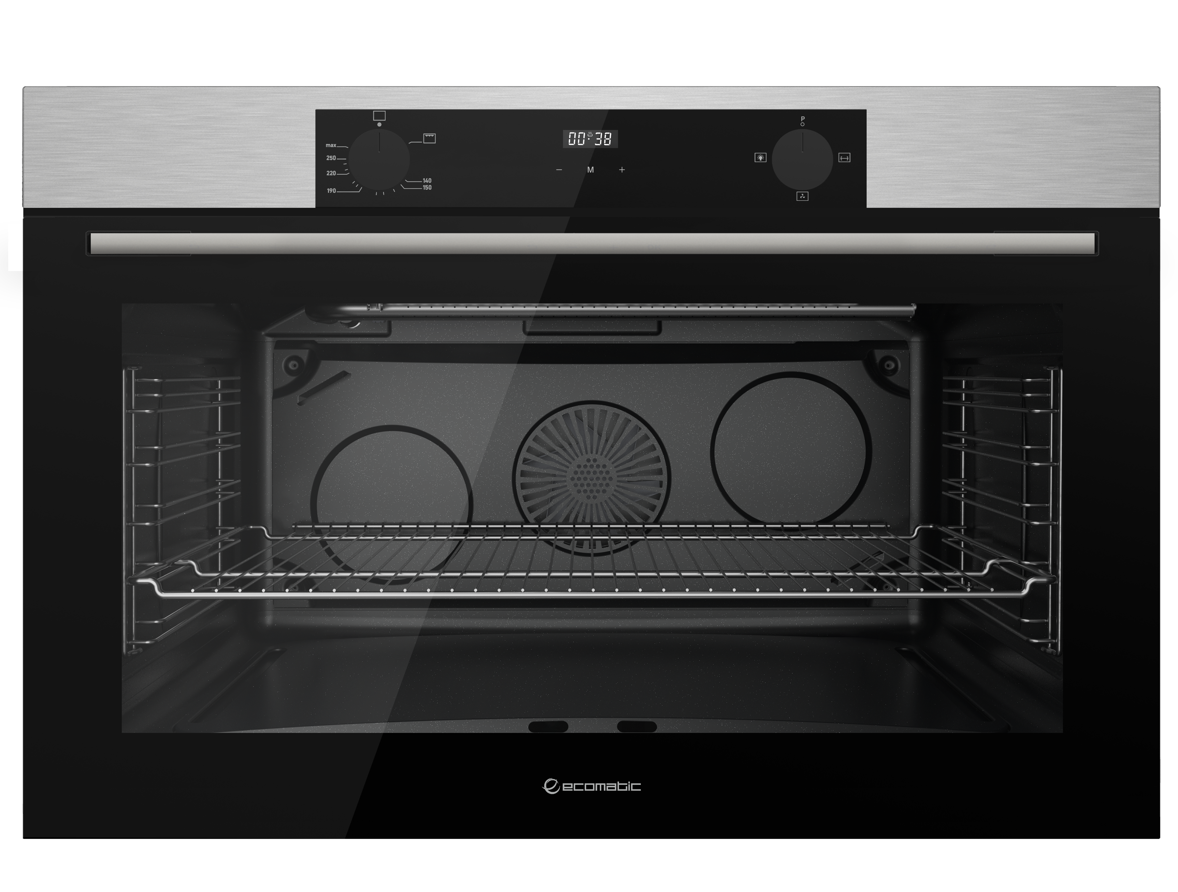 فرن إيكوماتك 90 سم غاز شواية وإستانلس ديجيتال تاتش بالمروحة - G9604TDX