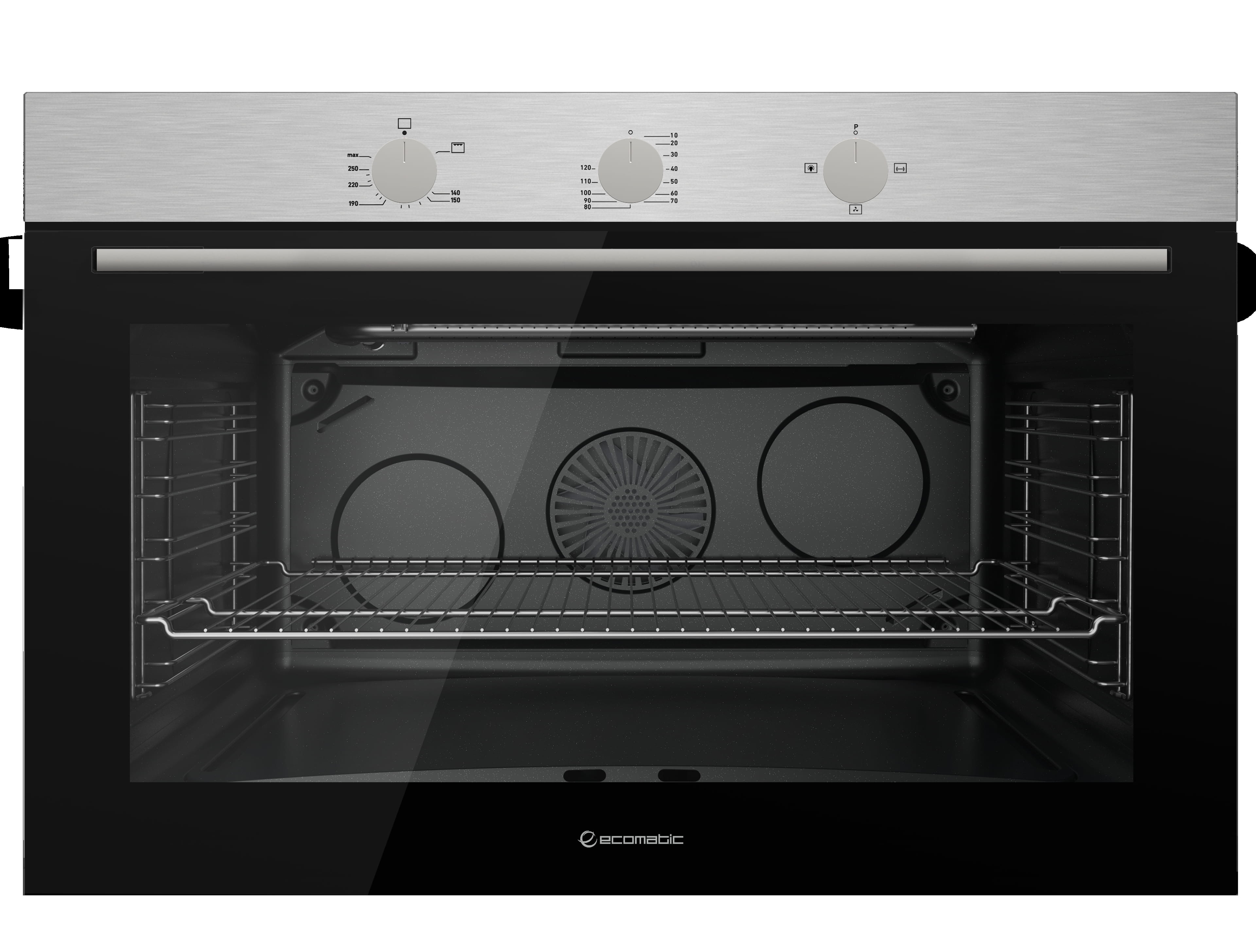 فرن إيكوماتك 90 سم غاز شواية  غاز ستانلس بالمروحة - G9604T